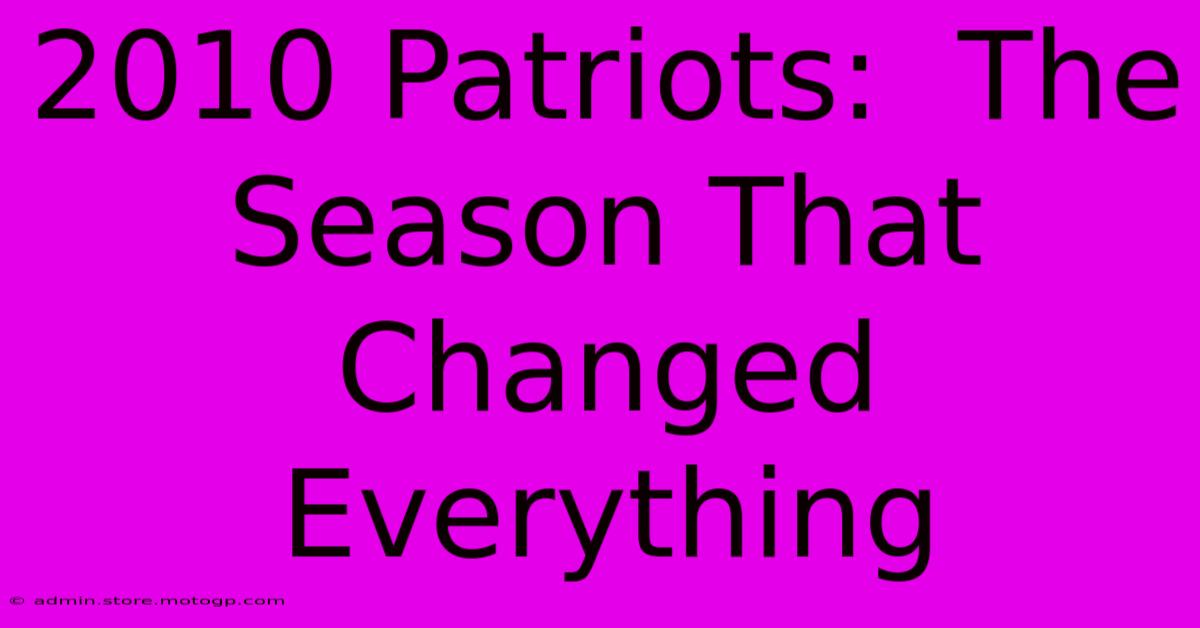 2010 Patriots:  The Season That Changed Everything