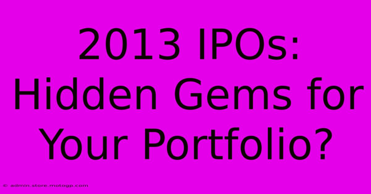 2013 IPOs: Hidden Gems For Your Portfolio?