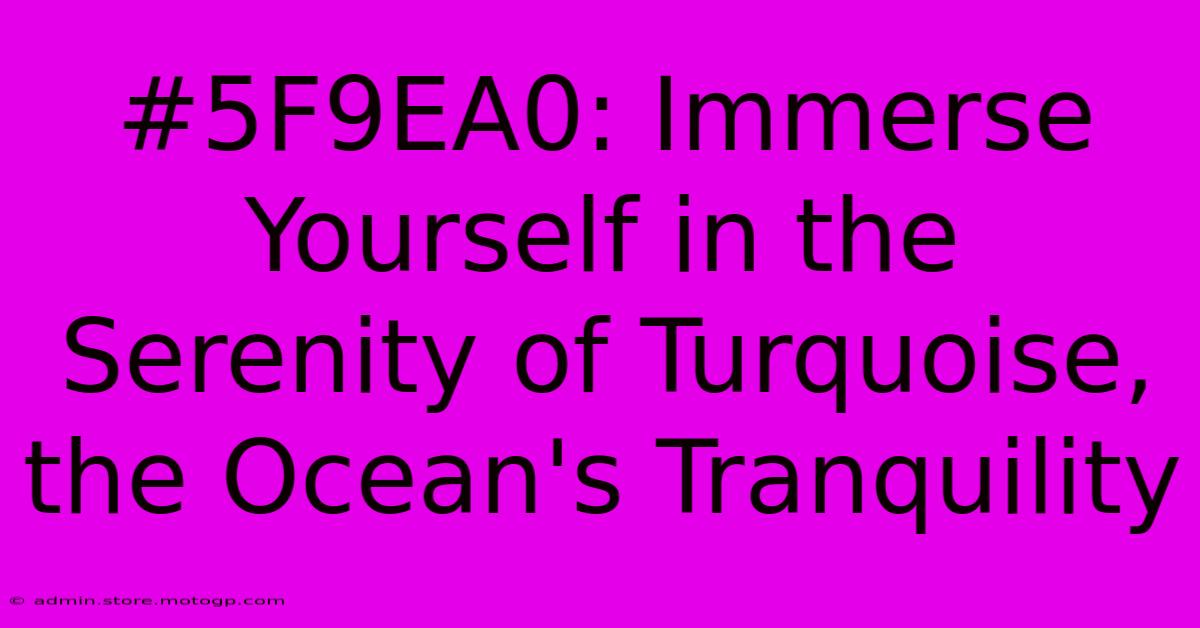 #5F9EA0: Immerse Yourself In The Serenity Of Turquoise, The Ocean's Tranquility