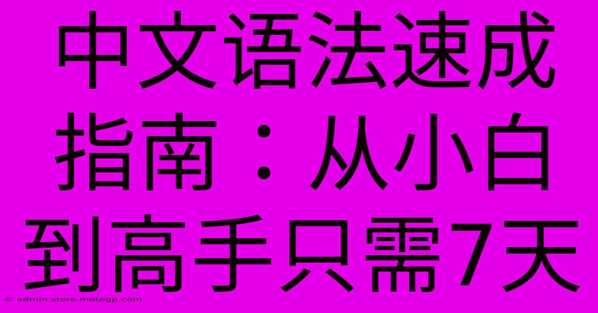 中文语法速成指南：从小白到高手只需7天