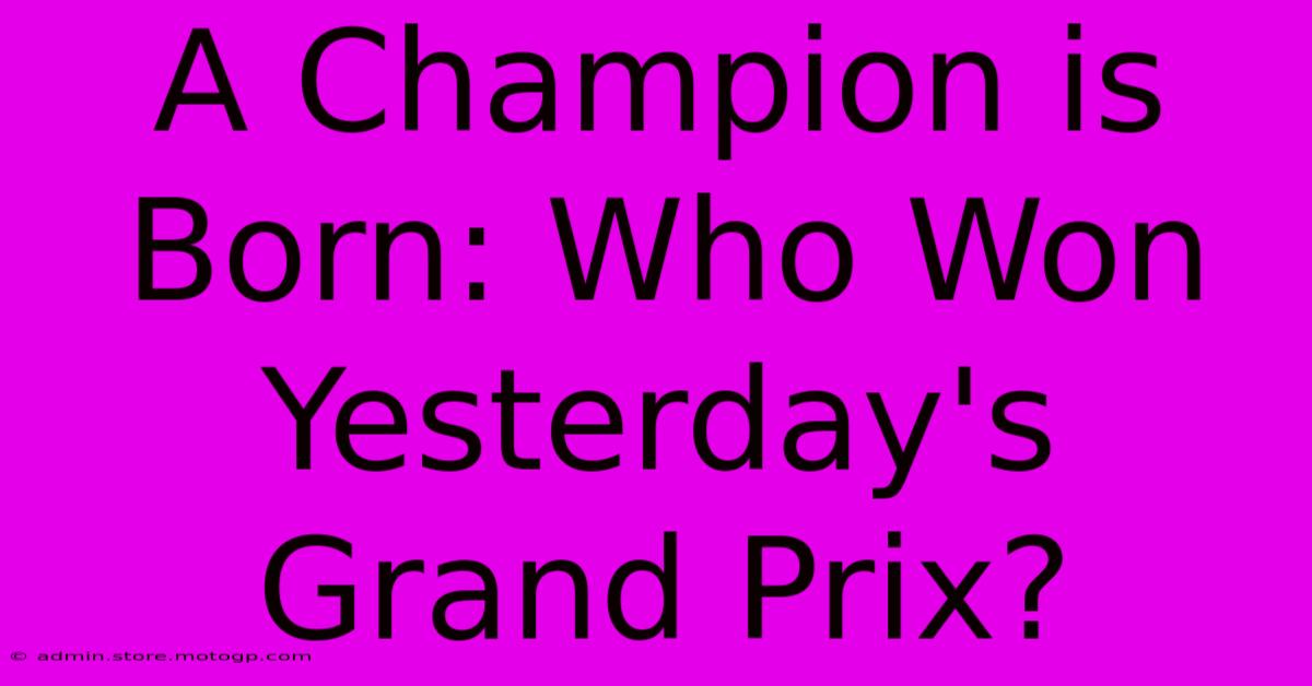 A Champion Is Born: Who Won Yesterday's Grand Prix?