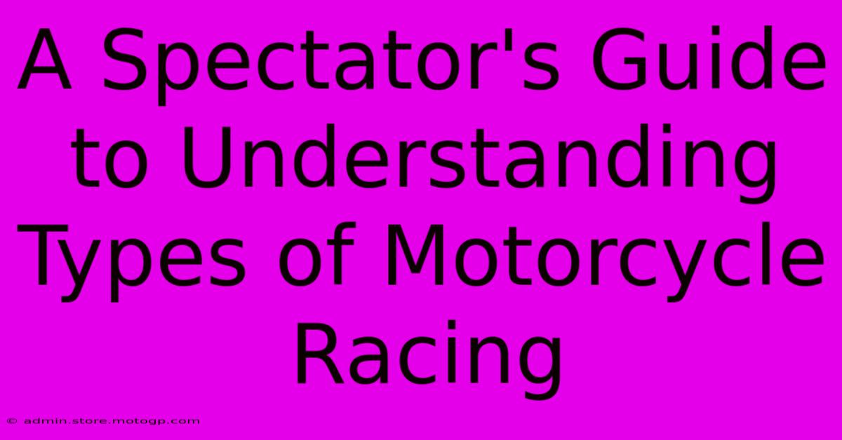 A Spectator's Guide To Understanding Types Of Motorcycle Racing