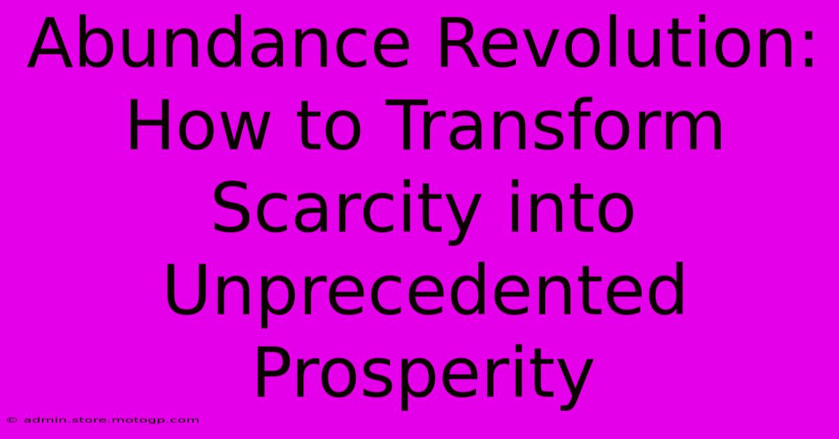 Abundance Revolution: How To Transform Scarcity Into Unprecedented Prosperity