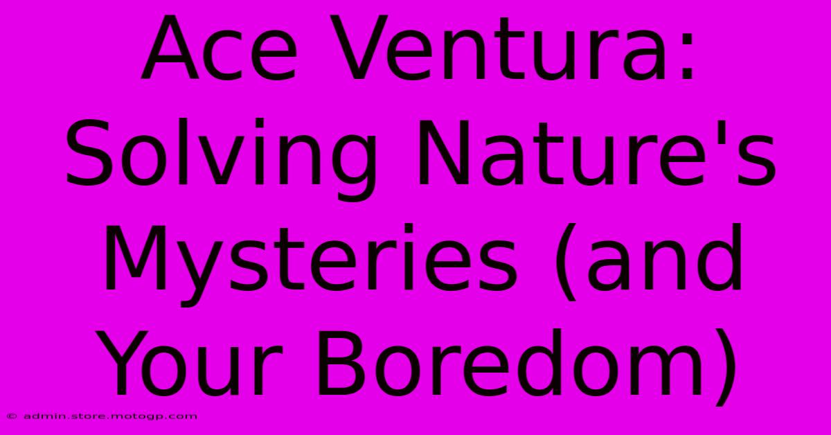 Ace Ventura: Solving Nature's Mysteries (and Your Boredom)