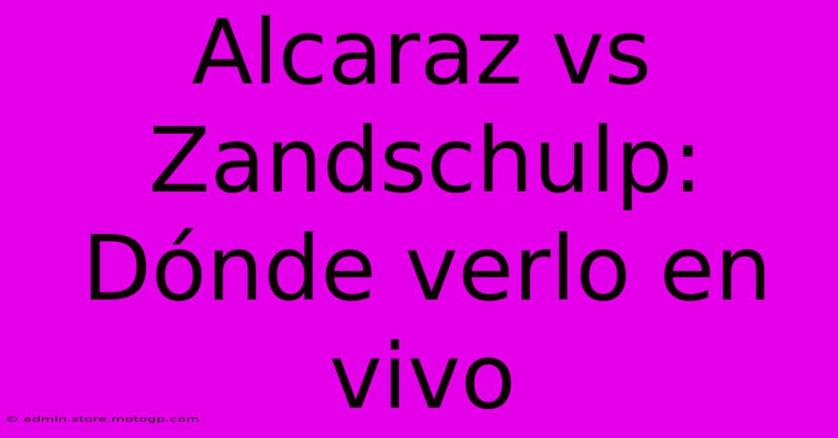 Alcaraz Vs Zandschulp:  Dónde Verlo En Vivo