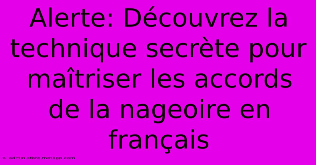 Alerte: Découvrez La Technique Secrète Pour Maîtriser Les Accords De La Nageoire En Français