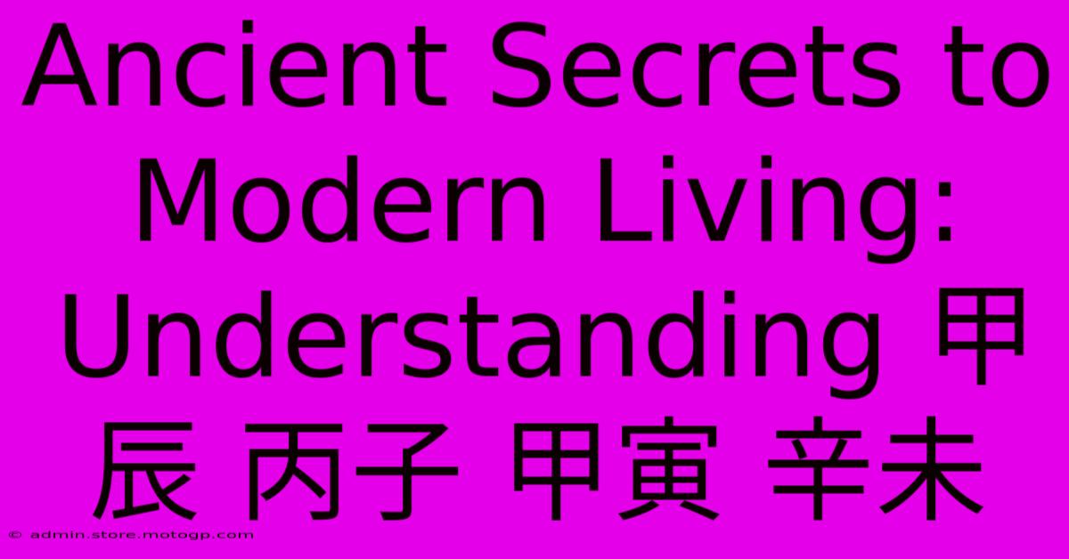 Ancient Secrets To Modern Living: Understanding 甲辰 丙子 甲寅 辛未