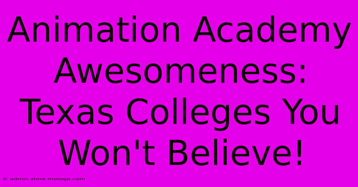 Animation Academy Awesomeness: Texas Colleges You Won't Believe!