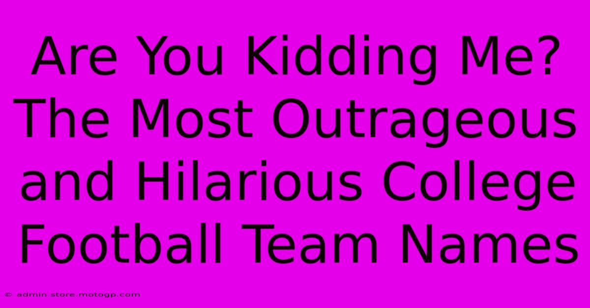 Are You Kidding Me? The Most Outrageous And Hilarious College Football Team Names