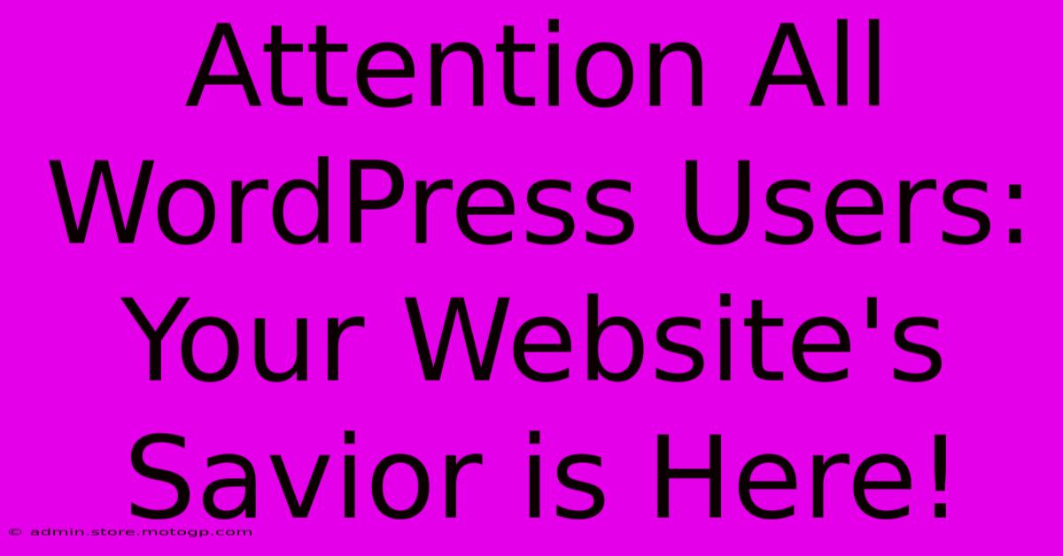 Attention All WordPress Users: Your Website's Savior Is Here!