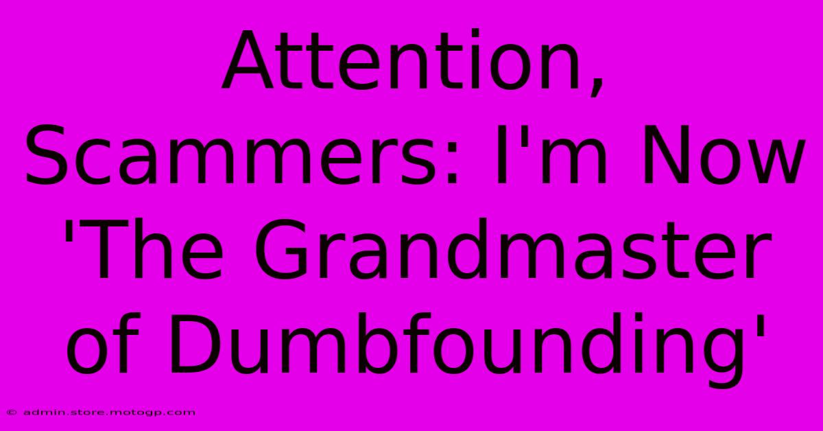 Attention, Scammers: I'm Now 'The Grandmaster Of Dumbfounding'