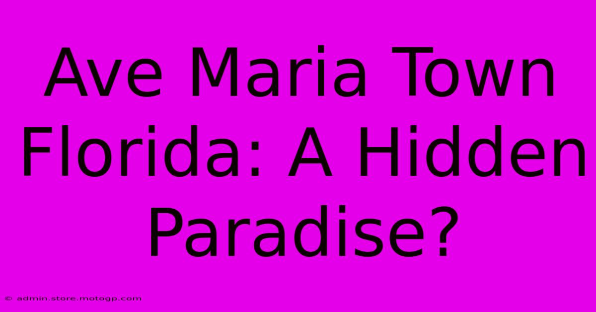 Ave Maria Town Florida: A Hidden Paradise?