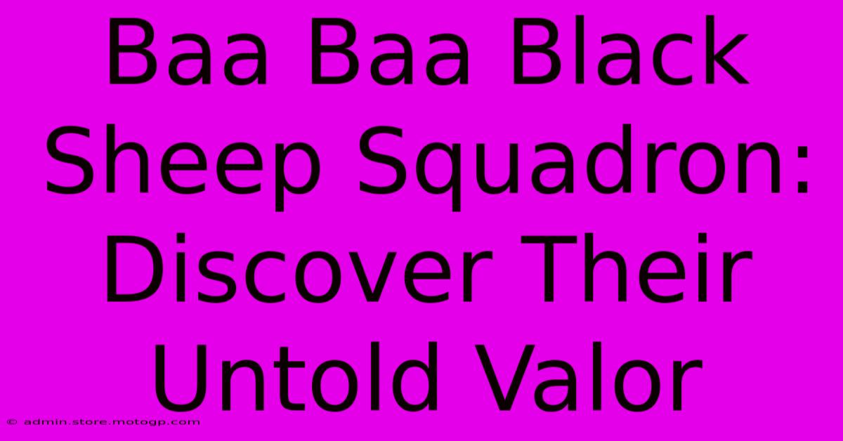 Baa Baa Black Sheep Squadron: Discover Their Untold Valor