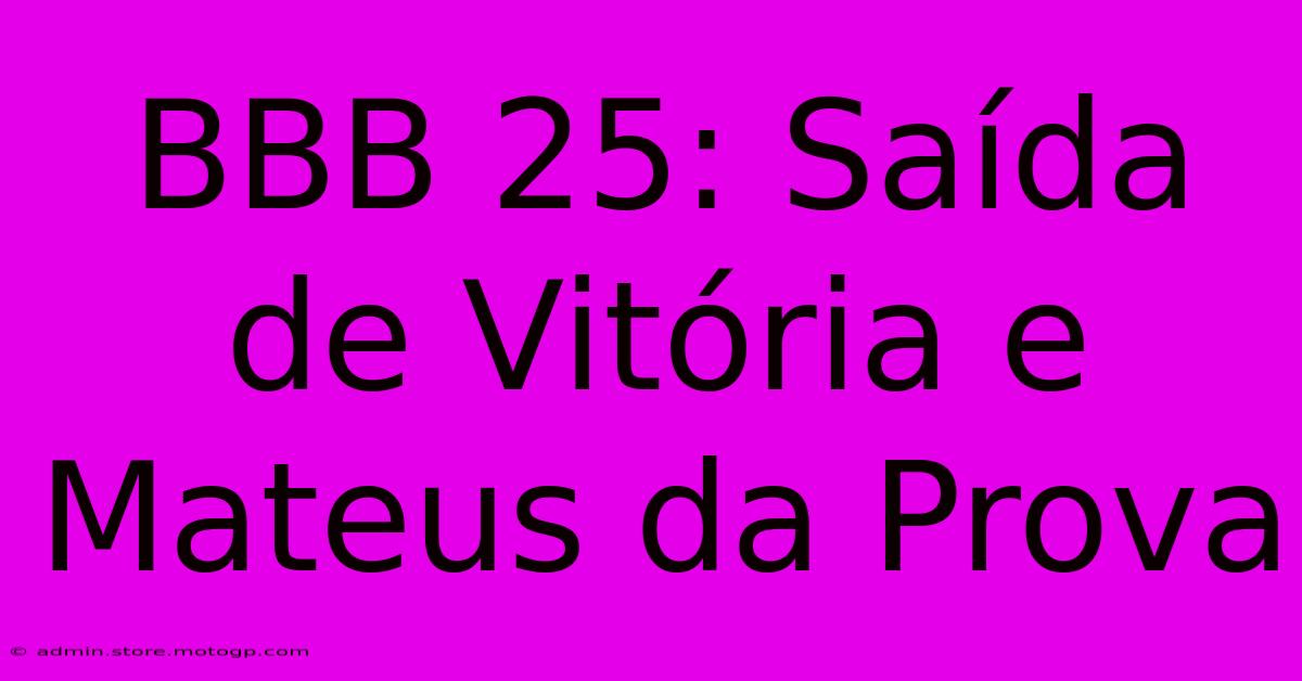 BBB 25: Saída De Vitória E Mateus Da Prova