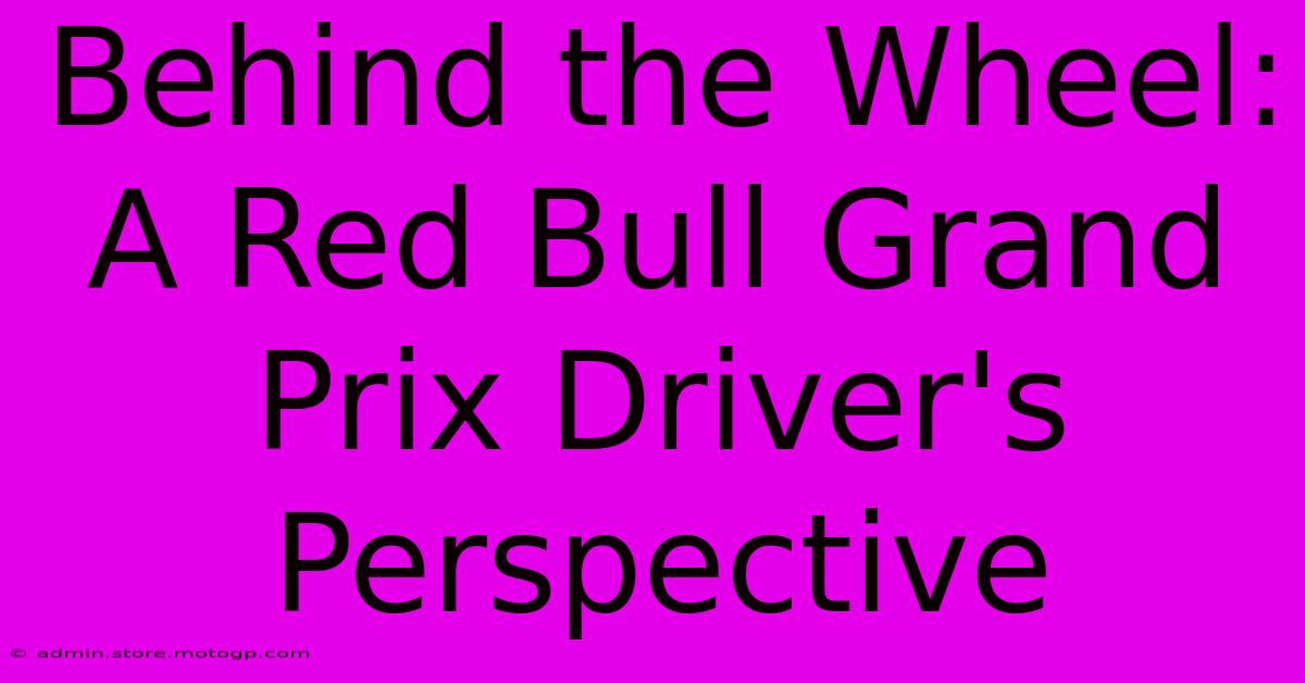 Behind The Wheel: A Red Bull Grand Prix Driver's Perspective