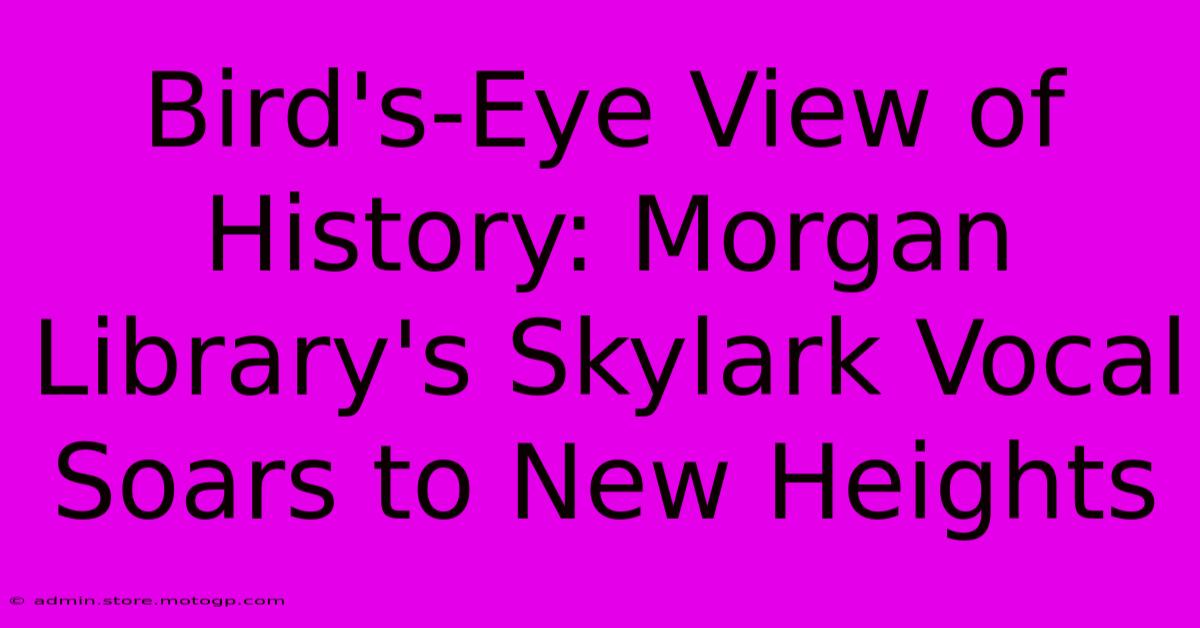 Bird's-Eye View Of History: Morgan Library's Skylark Vocal Soars To New Heights