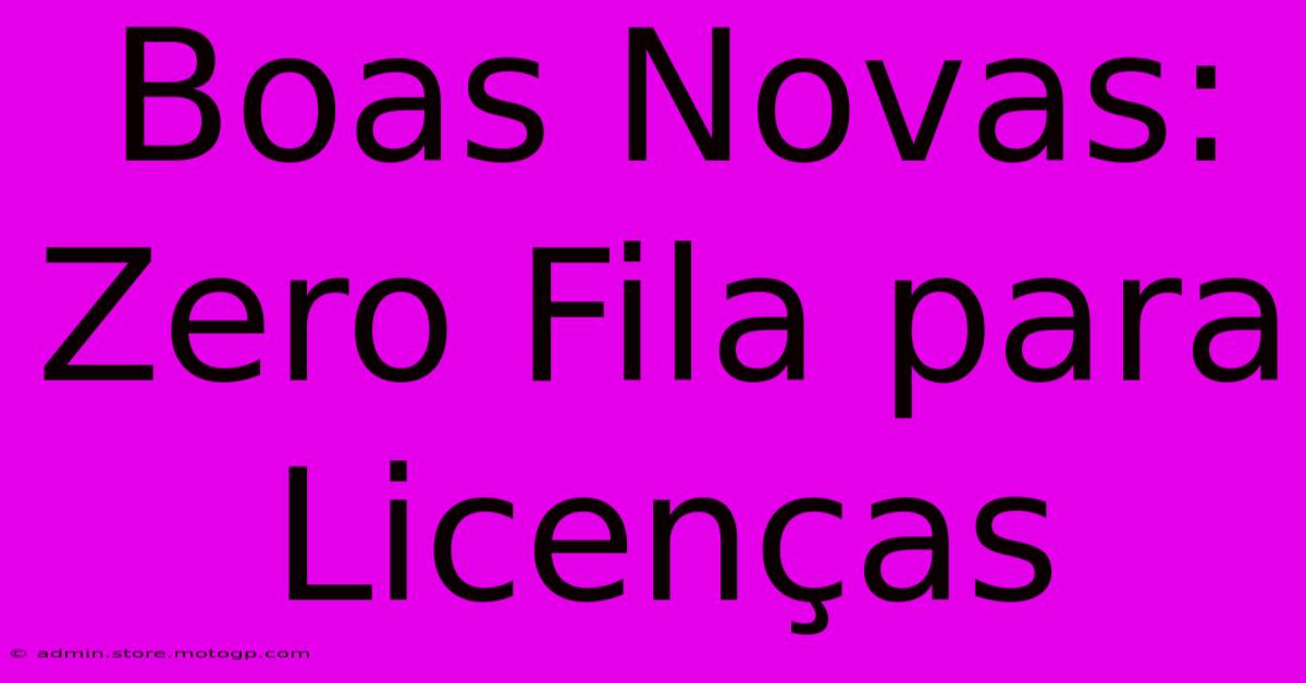 Boas Novas: Zero Fila Para Licenças