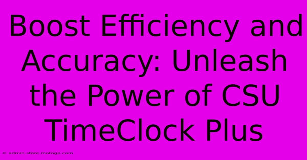 Boost Efficiency And Accuracy: Unleash The Power Of CSU TimeClock Plus