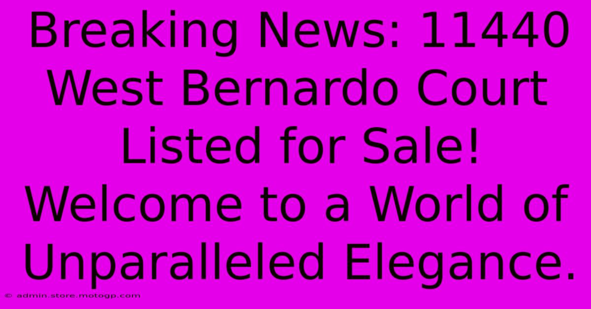 Breaking News: 11440 West Bernardo Court Listed For Sale! Welcome To A World Of Unparalleled Elegance.