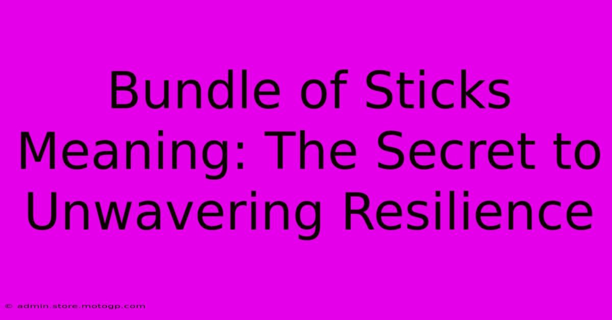 Bundle Of Sticks Meaning: The Secret To Unwavering Resilience