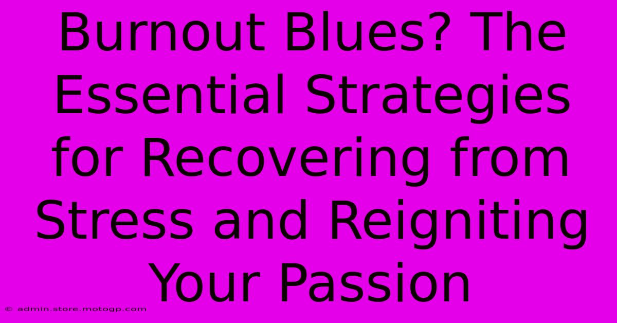 Burnout Blues? The Essential Strategies For Recovering From Stress And Reigniting Your Passion