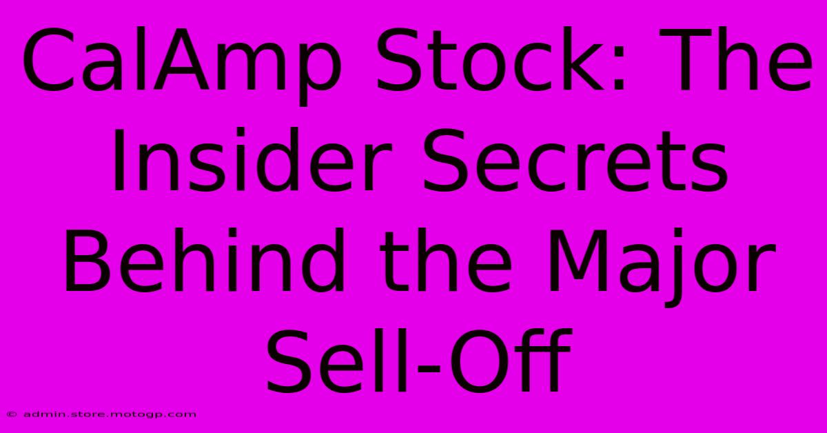 CalAmp Stock: The Insider Secrets Behind The Major Sell-Off