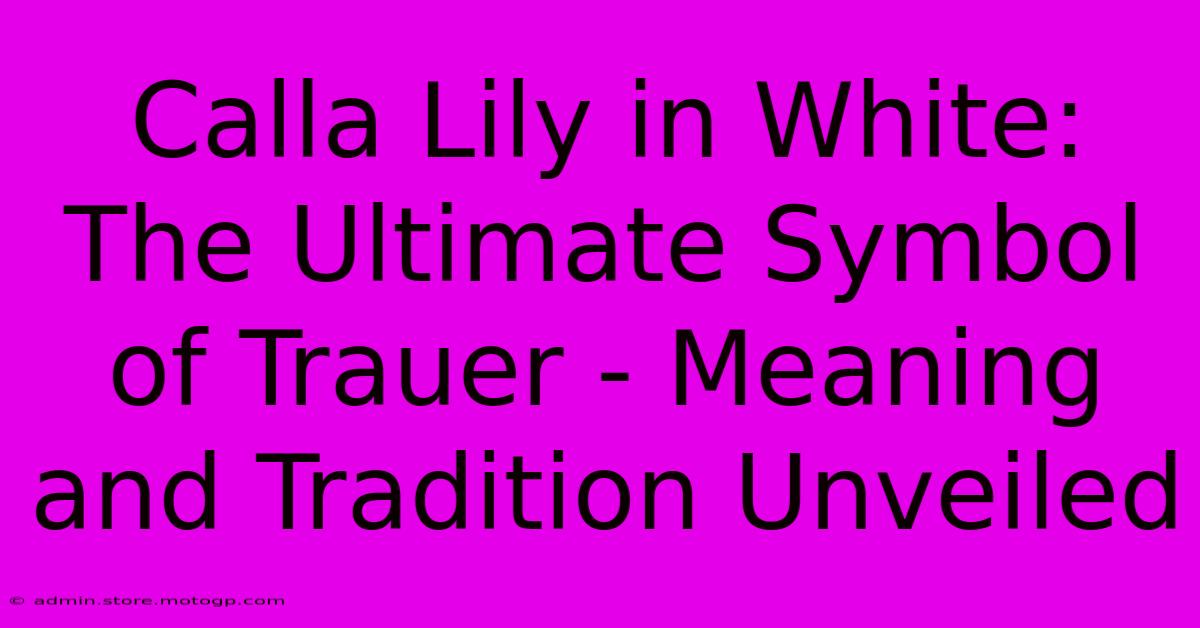 Calla Lily In White: The Ultimate Symbol Of Trauer - Meaning And Tradition Unveiled