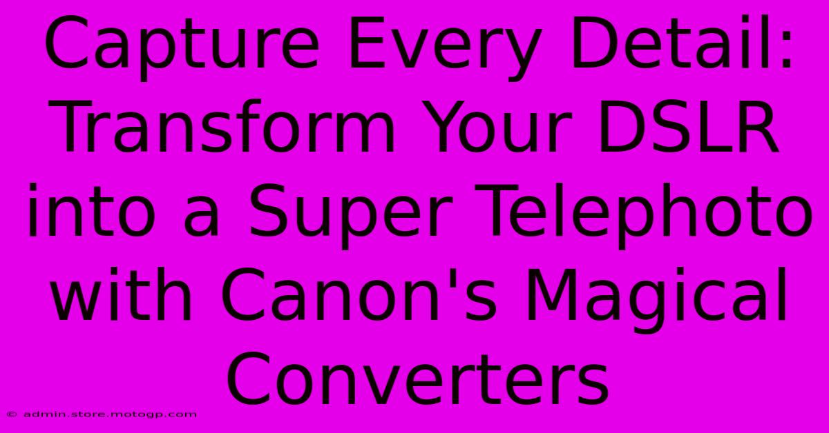 Capture Every Detail: Transform Your DSLR Into A Super Telephoto With Canon's Magical Converters