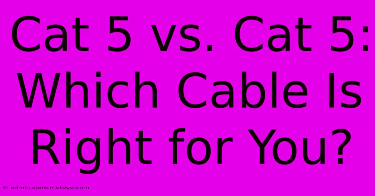 Cat 5 Vs. Cat 5:  Which Cable Is Right For You?