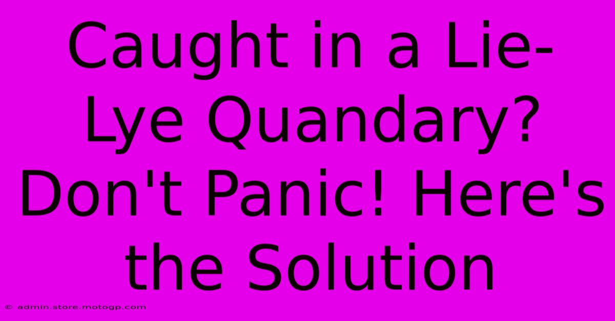 Caught In A Lie-Lye Quandary? Don't Panic! Here's The Solution