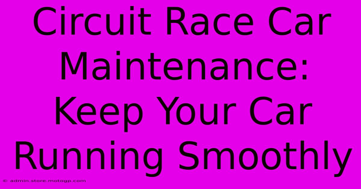 Circuit Race Car Maintenance: Keep Your Car Running Smoothly