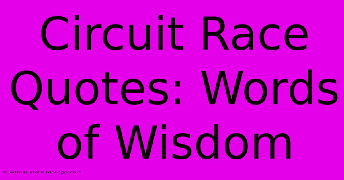 Circuit Race Quotes: Words Of Wisdom