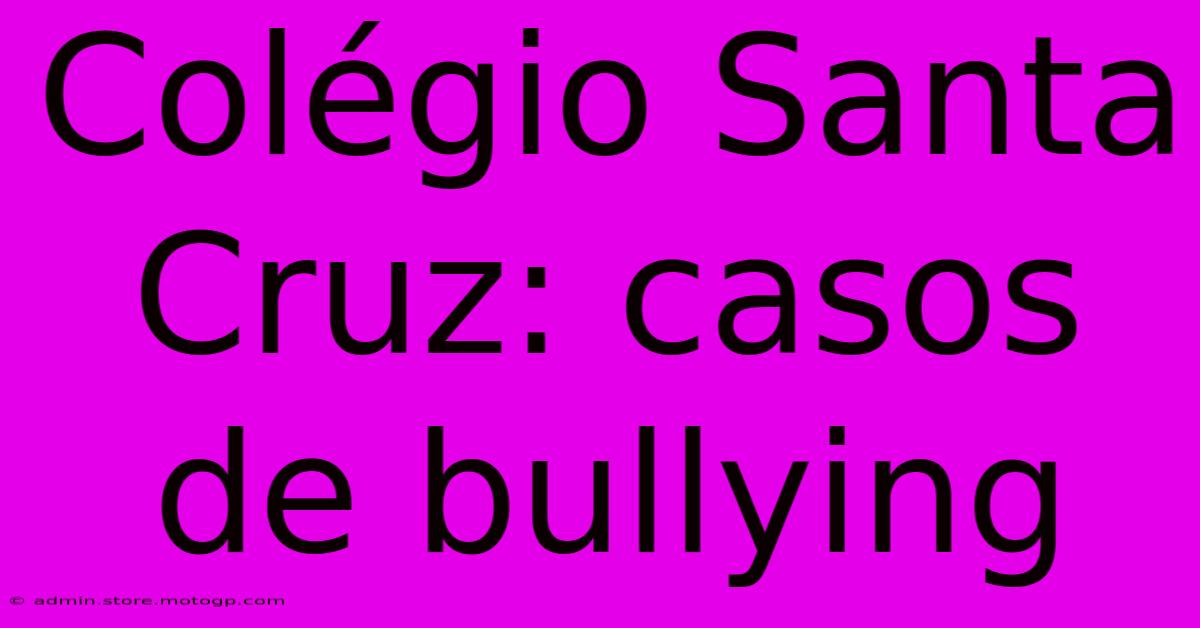 Colégio Santa Cruz: Casos De Bullying