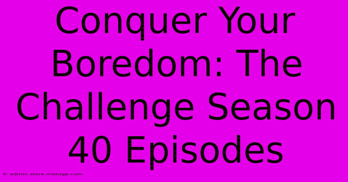 Conquer Your Boredom: The Challenge Season 40 Episodes