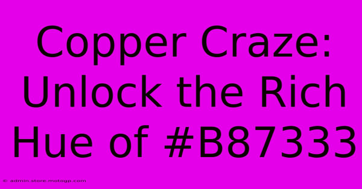 Copper Craze: Unlock The Rich Hue Of #B87333