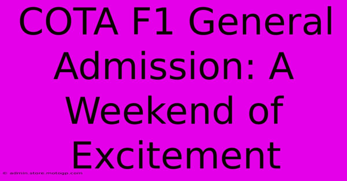 COTA F1 General Admission: A Weekend Of Excitement