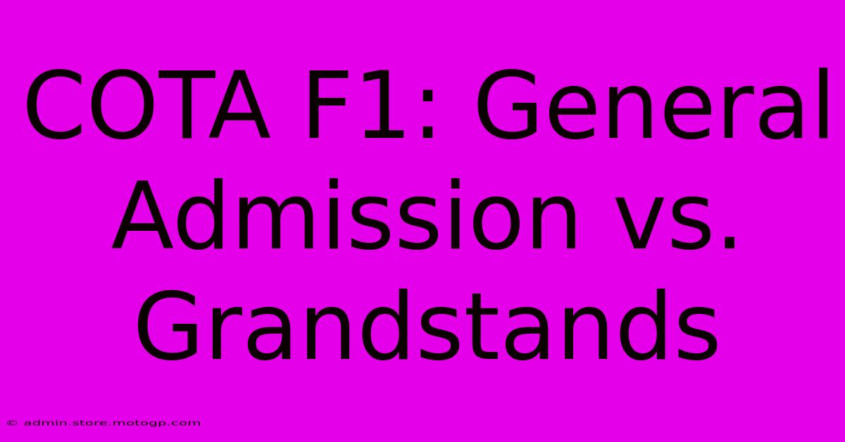 COTA F1: General Admission Vs. Grandstands