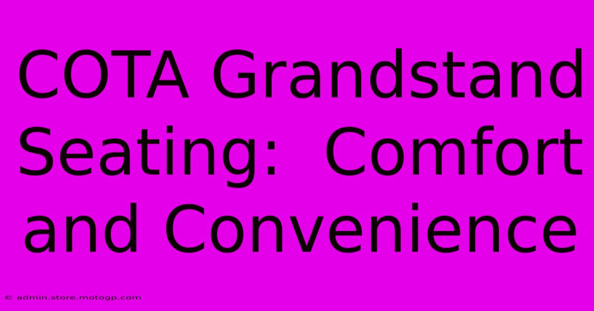 COTA Grandstand Seating:  Comfort And Convenience