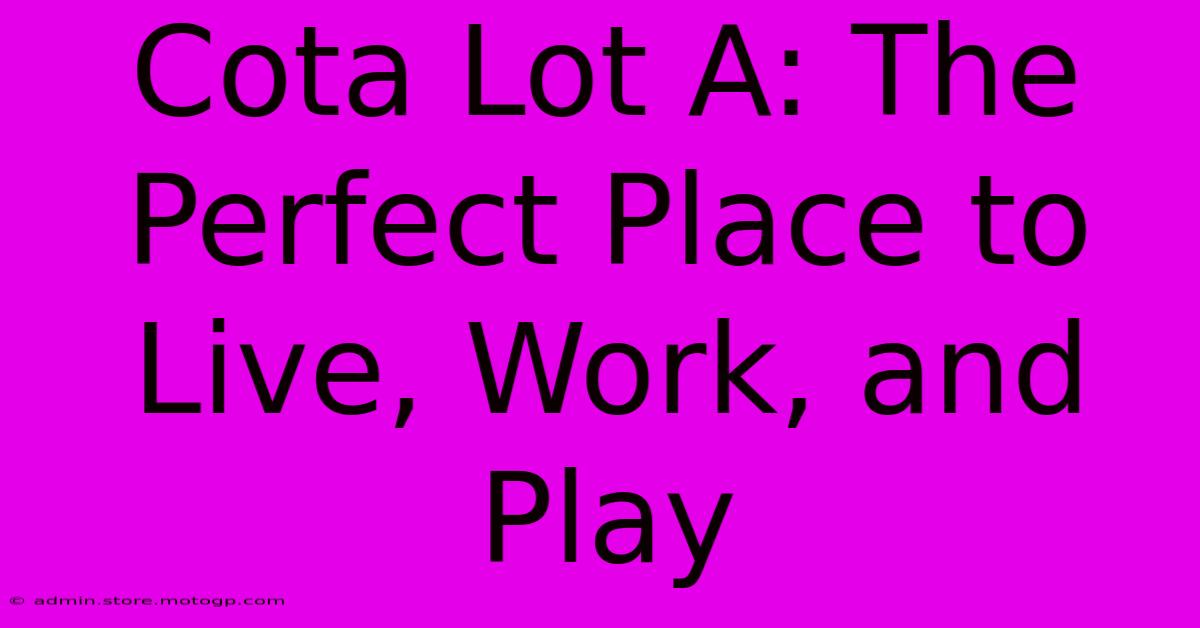 Cota Lot A: The Perfect Place To Live, Work, And Play