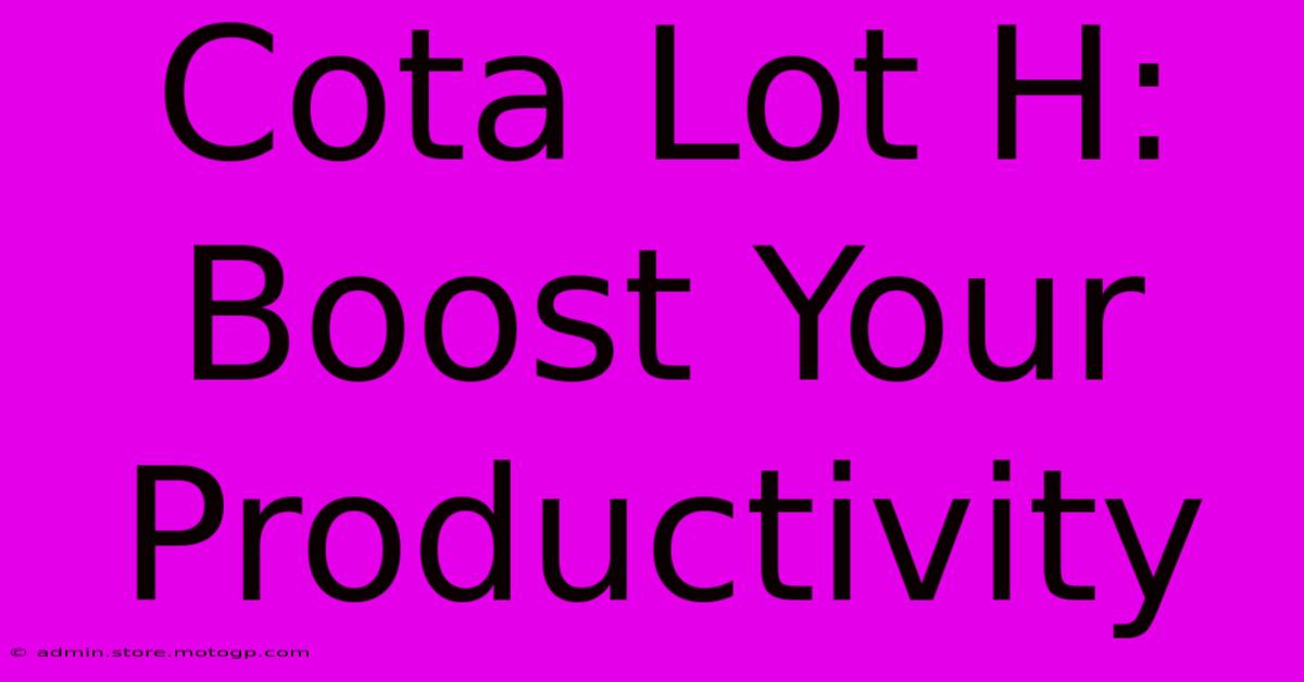 Cota Lot H:  Boost Your Productivity