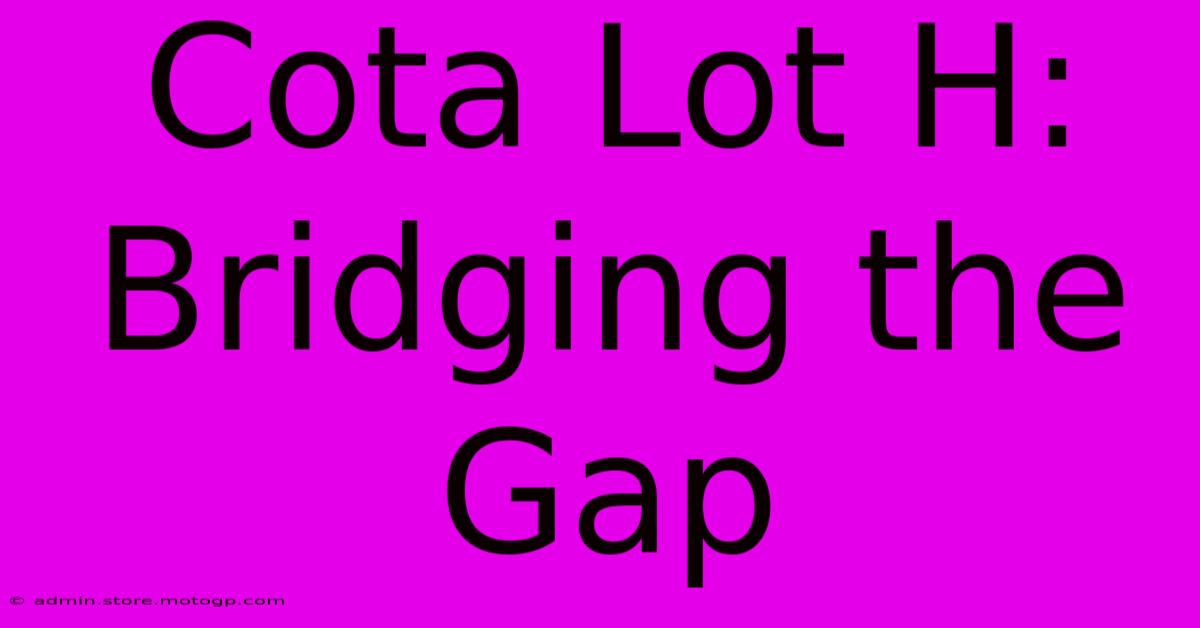 Cota Lot H: Bridging The Gap