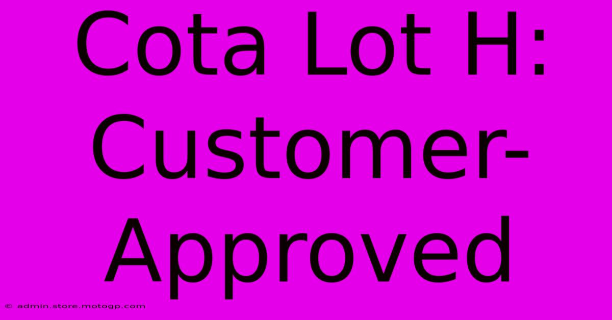 Cota Lot H:  Customer-Approved