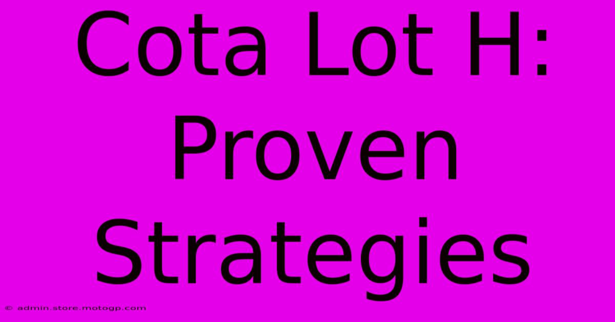 Cota Lot H:  Proven Strategies