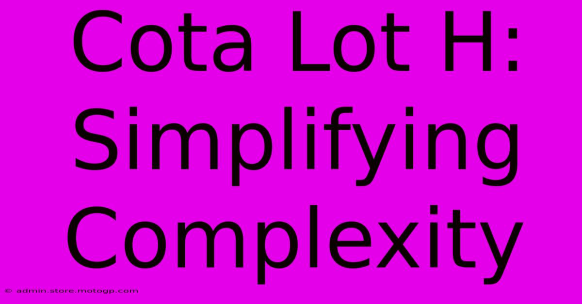 Cota Lot H: Simplifying Complexity