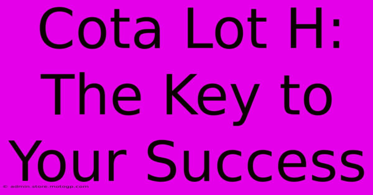 Cota Lot H: The Key To Your Success