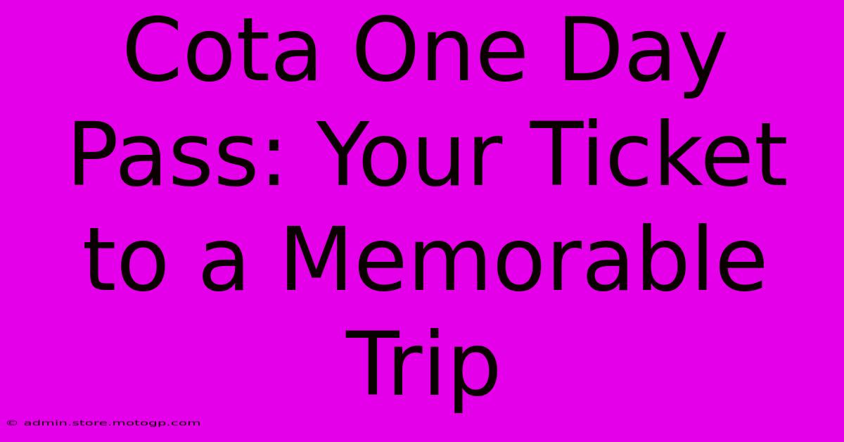 Cota One Day Pass: Your Ticket To A Memorable Trip