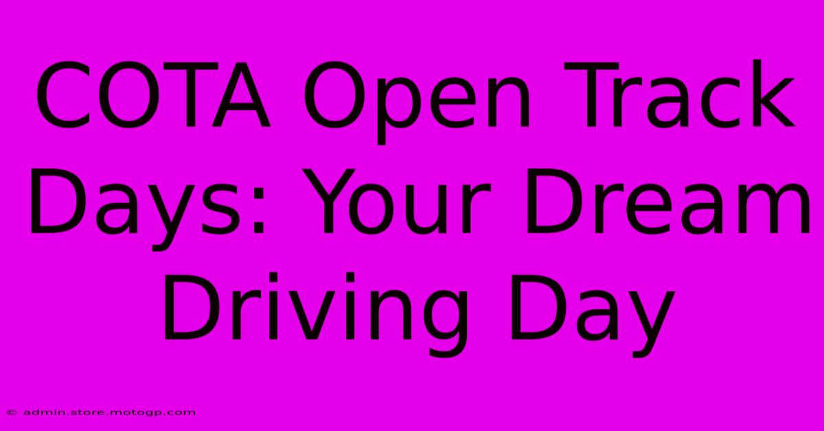 COTA Open Track Days: Your Dream Driving Day