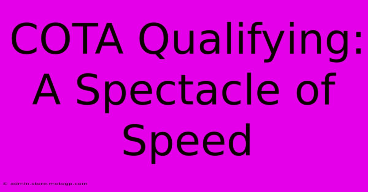 COTA Qualifying: A Spectacle Of Speed