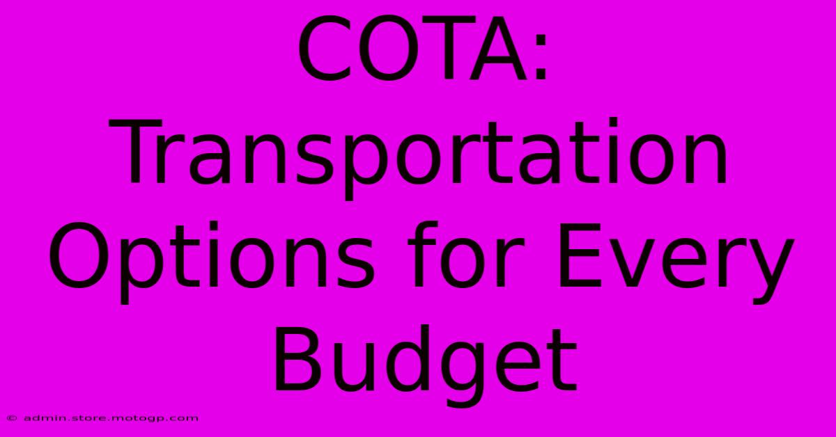 COTA: Transportation Options For Every Budget