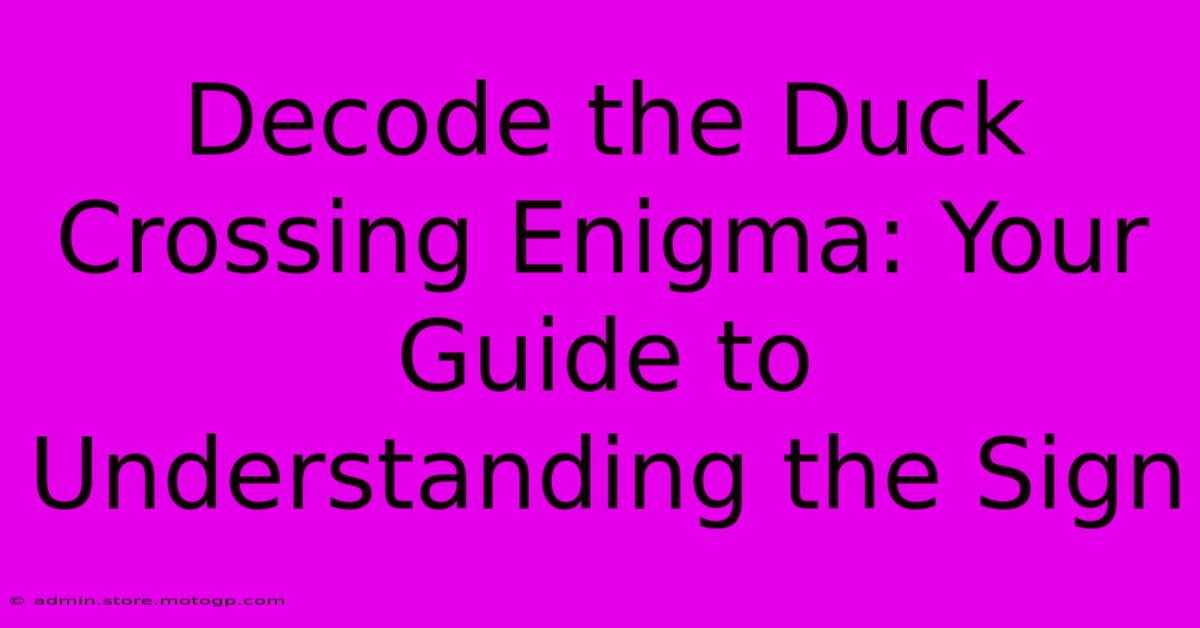 Decode The Duck Crossing Enigma: Your Guide To Understanding The Sign